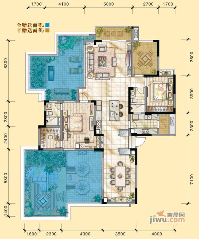 华府沙河3室2厅2卫150㎡户型图