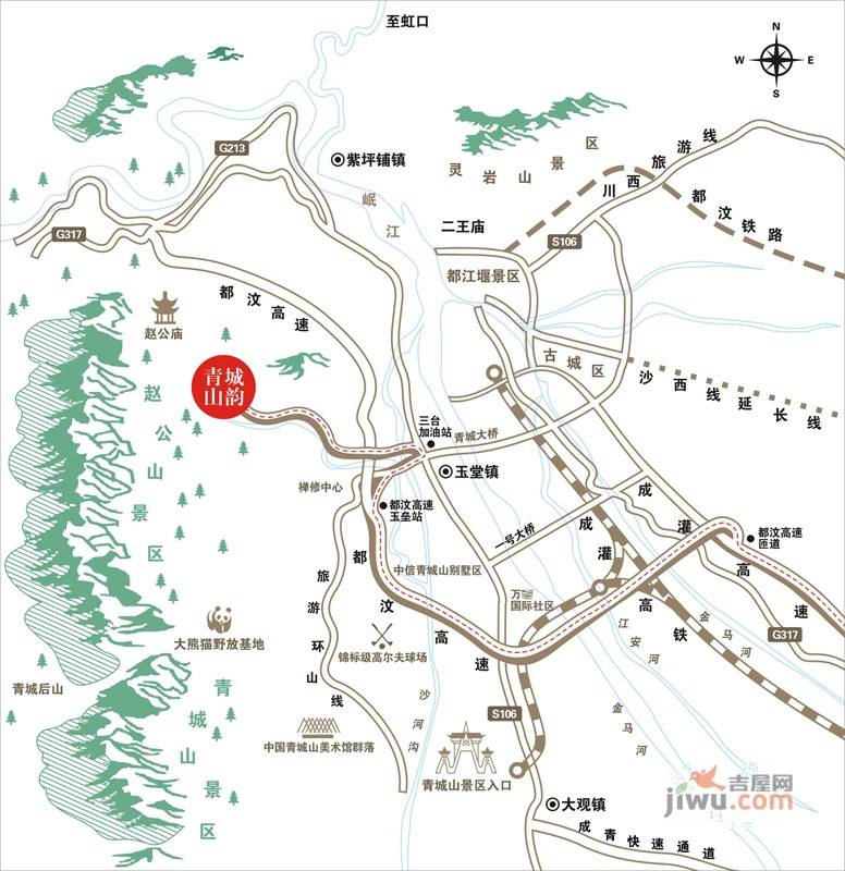 青城山韵位置交通图