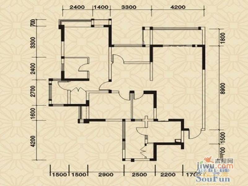 首信首御3室2厅2卫125㎡户型图