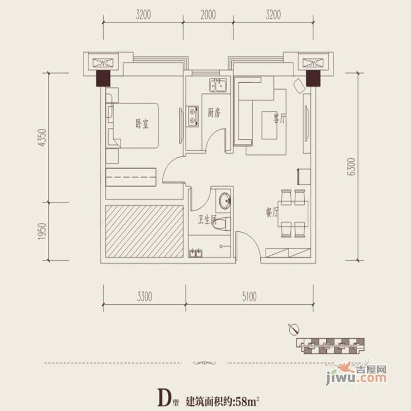 新界五期普通住宅58㎡户型图