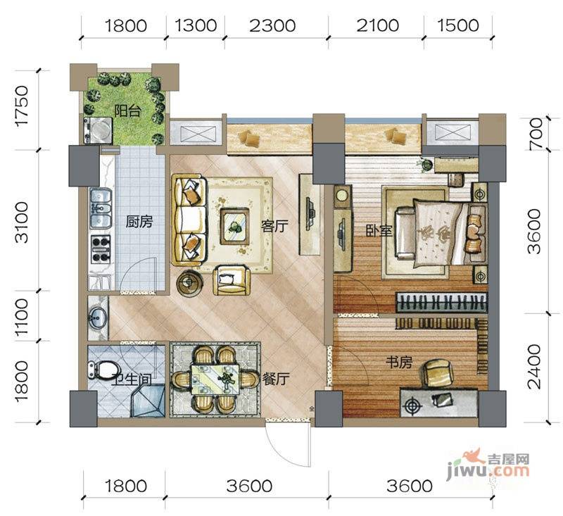 青桐聚府1室1厅1卫79.4㎡户型图