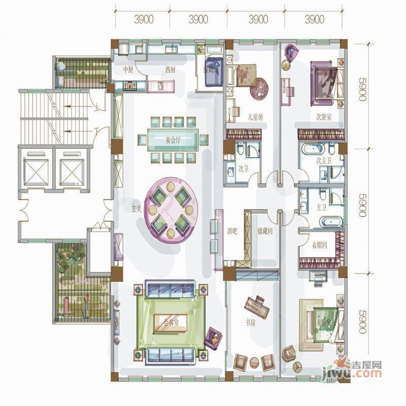 东都汇4室2厅3卫300㎡户型图