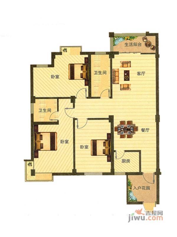 新柏居3室2厅2卫131.8㎡户型图