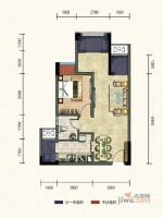 天王星铂晶城1室2厅1卫68.4㎡户型图