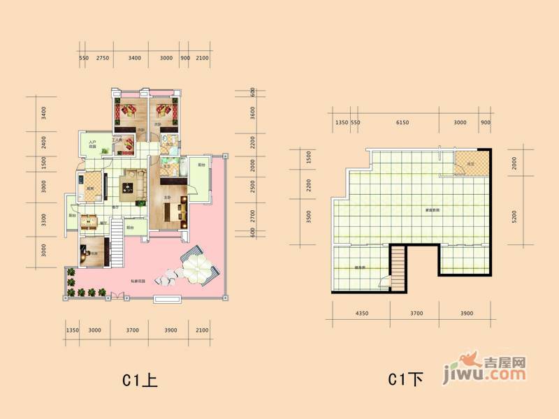 海宇学府江山4室2厅2卫133㎡户型图