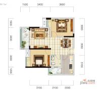 商社时代2室2厅1卫61.5㎡户型图