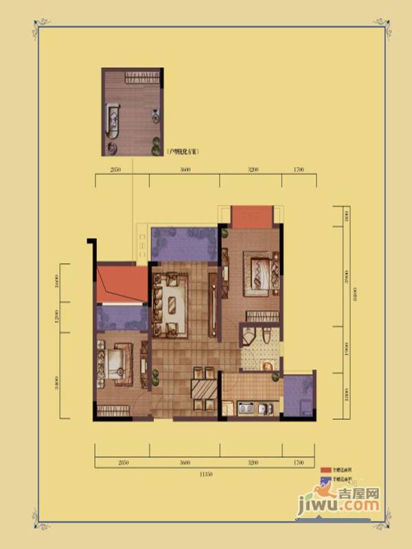 融创嘉德庄园3室2厅1卫62.1㎡户型图