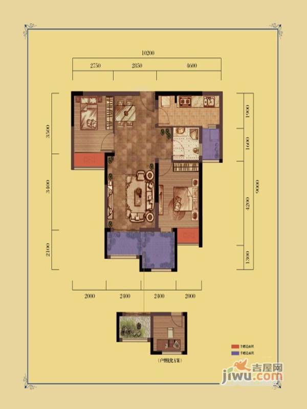 融创嘉德庄园3室2厅1卫61.9㎡户型图