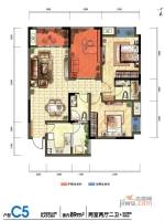润丰水尚观景台高层组团2室2厅2卫89㎡户型图