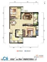 润丰水尚观景台高层组团2室2厅1卫70㎡户型图