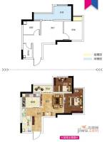 乐信爱琴屿2室1厅1卫37.3㎡户型图