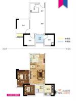 乐信爱琴屿2室1厅1卫38.5㎡户型图