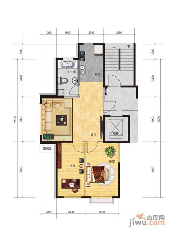 发达嘉园皇家公馆1室2厅1卫78.9㎡户型图