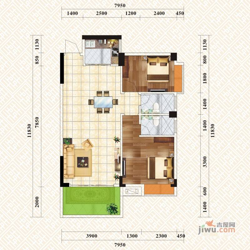 京源·华盛4室2厅2卫108.3㎡户型图