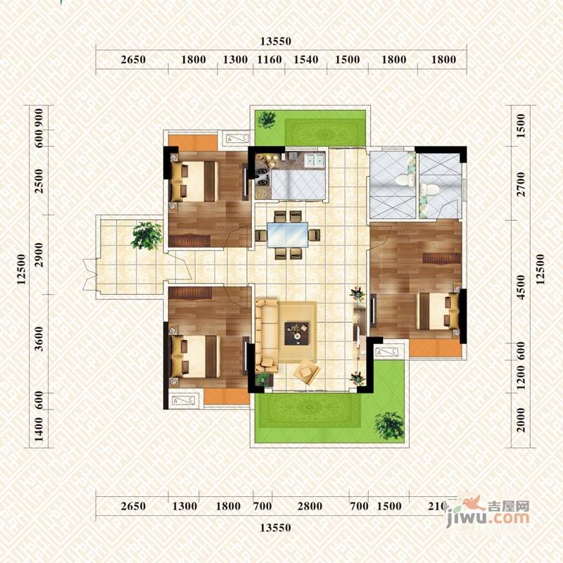 京源·华盛4室2厅2卫108.3㎡户型图