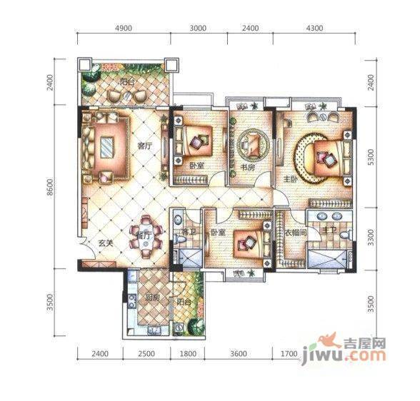 丽锦·益农园4室2厅0卫165.7㎡户型图