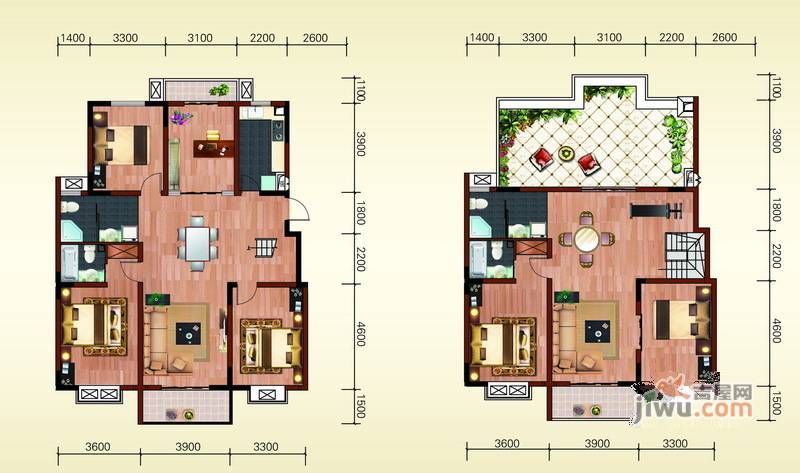 鸿泰湖滨公馆5室3厅2卫128.9㎡户型图