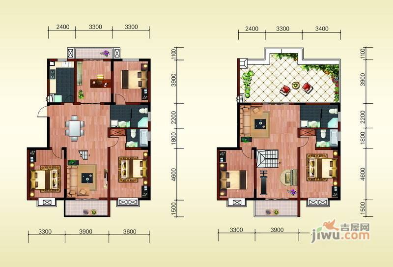 鸿泰湖滨公馆5室3厅2卫128.9㎡户型图