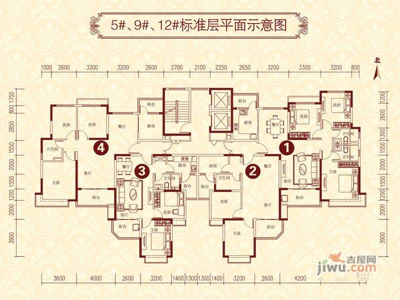 恒大御景湾3室2厅2卫130.1㎡户型图