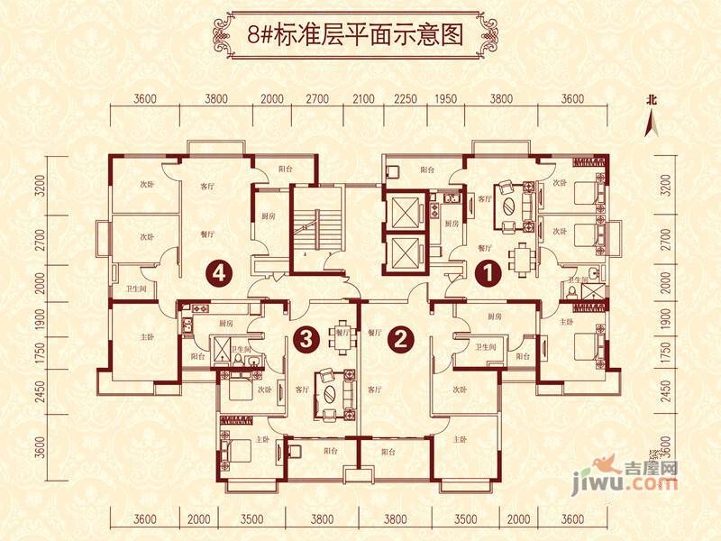 恒大御景湾3室2厅2卫130.1㎡户型图