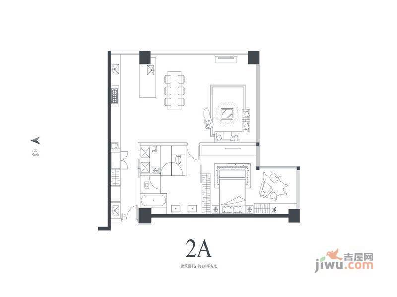 LAVITA长江会1室1厅1卫134㎡户型图