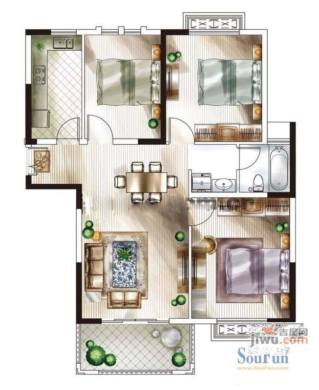 汇锦水岸城3室2厅0卫110.5㎡户型图