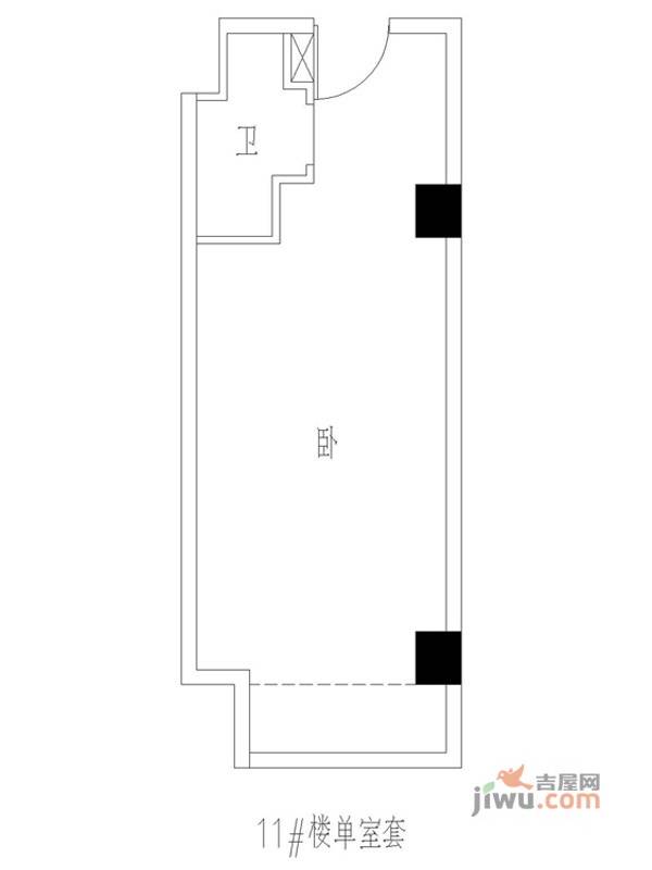 中粮彩云居1室1厅1卫37㎡户型图