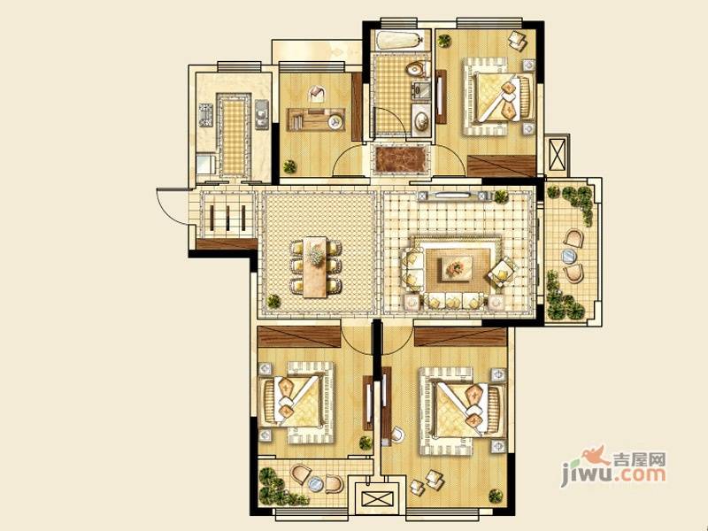 天淳江南4室2厅1卫131㎡户型图