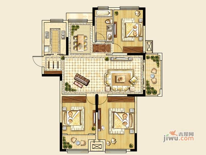 天淳江南4室2厅1卫131㎡户型图