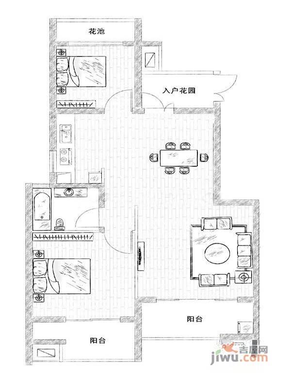 宜家国际公寓2室2厅1卫80㎡户型图