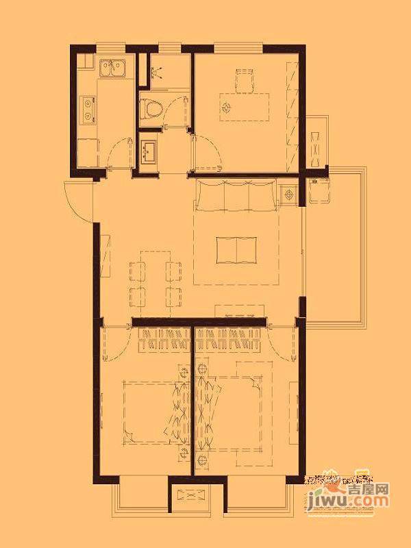 万科金色领域3室2厅1卫90㎡户型图