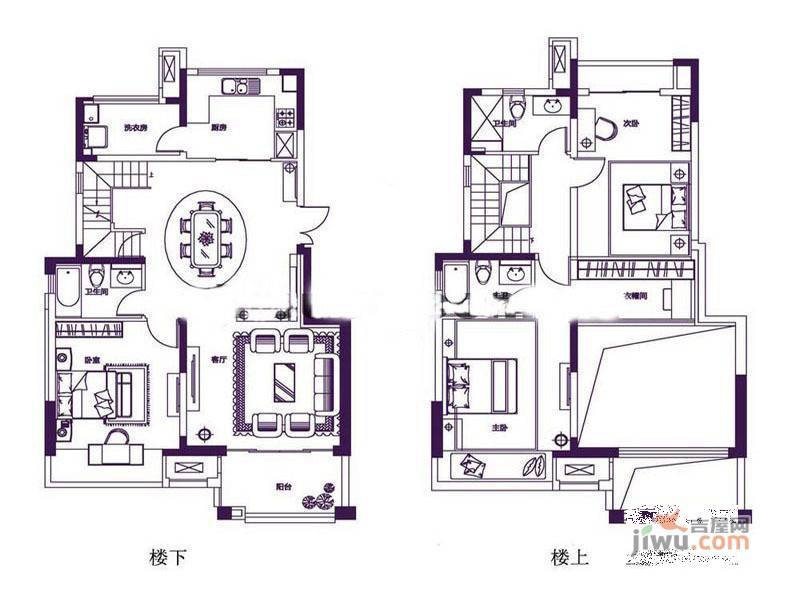 恒基九珑天誉4室2厅1卫176.8㎡户型图