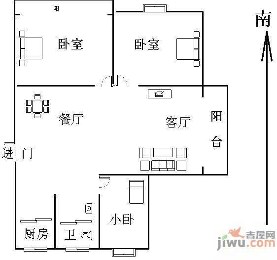 墨香山庄3室1厅1卫户型图