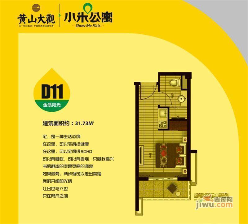 黄山大观普通住宅31.7㎡户型图