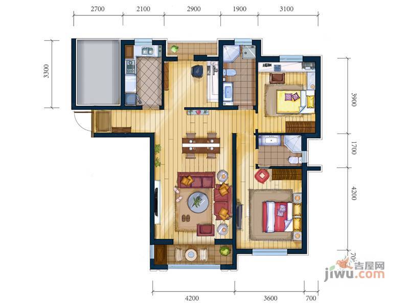 海逸诺丁山4室2厅2卫122㎡户型图