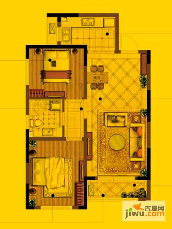 中海紫御观邸2室2厅1卫83㎡户型图