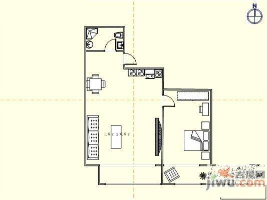 左岸经典2室1厅1卫户型图