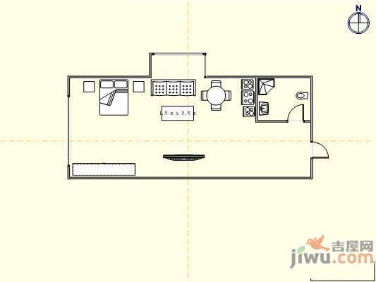 左岸经典1室0厅1卫户型图