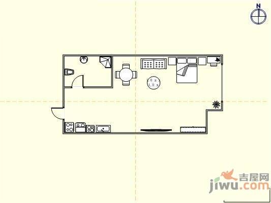 左岸经典1室1厅1卫户型图