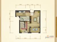 万隆达金领地1室1厅1卫56.8㎡户型图