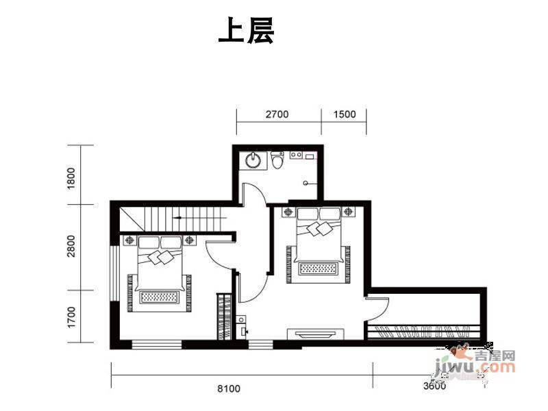 嘉恒国际2室2厅1卫50㎡户型图