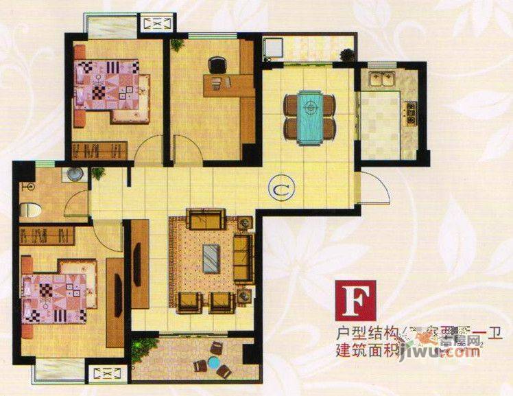 金港一品3室2厅1卫108.7㎡户型图