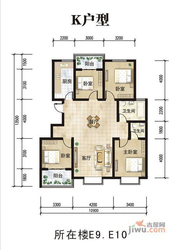 三军帅府4室2厅2卫131㎡户型图