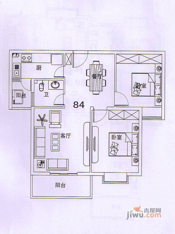 清华园清华广场3室2厅2卫116.7㎡户型图