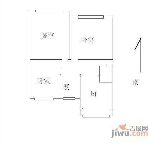 嘉豪阳光2室2厅1卫107㎡户型图