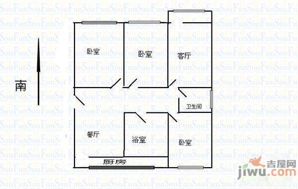 嘉豪阳光2室2厅1卫107㎡户型图