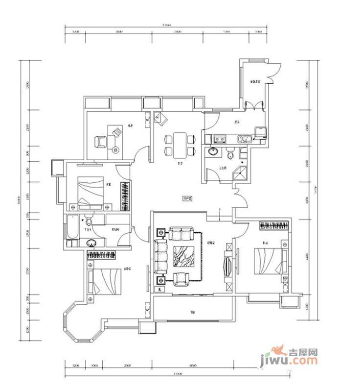 唐宁大道4室2厅2卫户型图