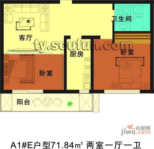 赛江南名园3室2厅1卫129.3㎡户型图