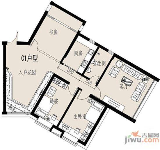 衍宏康馨花园3室1厅1卫140㎡户型图