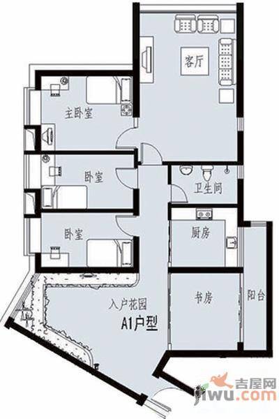 衍宏康馨花园3室2厅1卫109㎡户型图